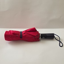 Tommy Hilfiger Red  Black Compact Folding Umbrella Logo Pattern Wrist Strap