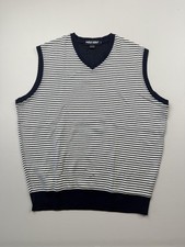 Polo Golf Ralph Lauren Sweater Vest Mens Large Blue Striped V Neck Knit Golf