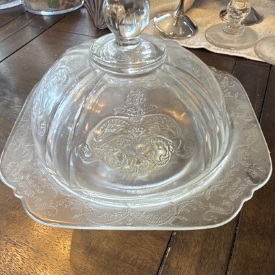 Vtg Covered Candy Dish Indiana Glass Pedestal Clear 5'' Diax5'' Base Diax6 1/2''H