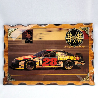 Ernie Irvan #28 Nascar Texaco Havoline Ornate Wooden 18.5'' x 12.5'' Clock Plaque