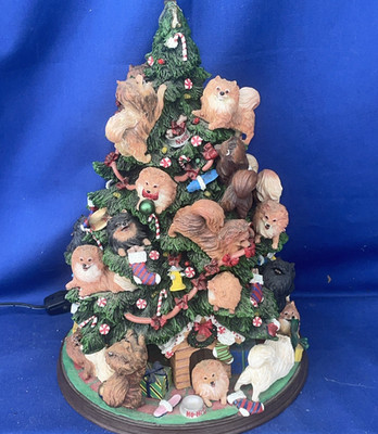 Danbury Mint Black Tan White Pomeranian Christmas Tree Figure No Star Cord 10m1