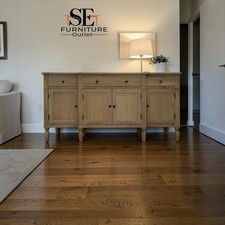 Grey-toned Limewash Finished Solid Oak & Oak Veneer Extra Large Sideboard