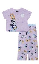 NWT Bluey Girls 2 Piece Pajama Set Purple Sleepwear Size M 7-8 Short Sleeve