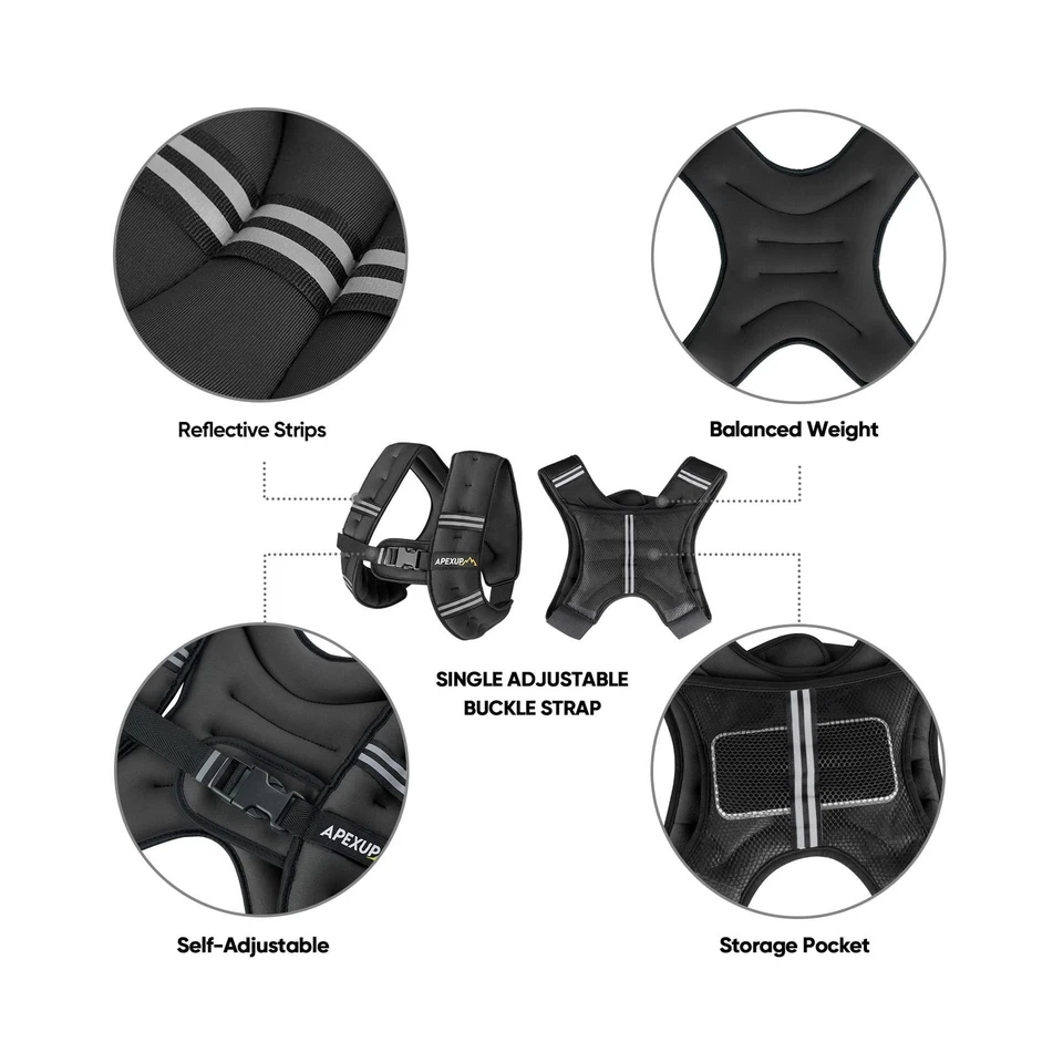 Жилет утяжеленный APEXUP с весом 5 фунтов/10 фунтов/15 фунтов/20 фунтов/25 фунтов/30 фунтов... - Изображение 4 из 4