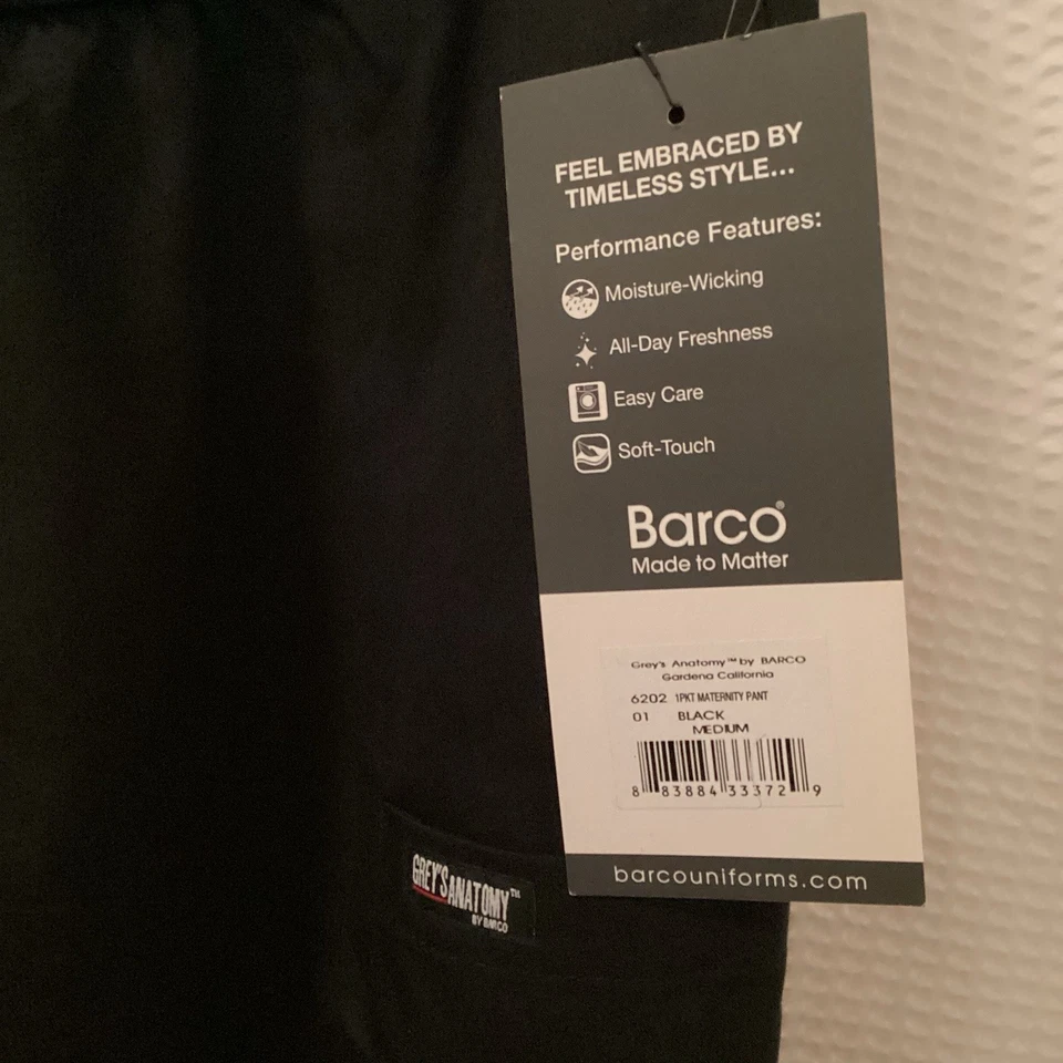 Greys Anatomy by Barco 女式孕妇黑色中号磨砂裤全新带标签 — 第 4/4 张图片