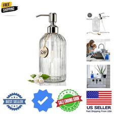 18 Oz Clear Glass Soap Dispenser with Rust Proof Stainless Steel Pump, Refill...