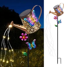 Solar Watering Can with Lights Outdoor Garden,Waterproof Garden Stake Lights ...