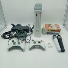 Xbox 360 60GB White Console Bundle 2 Controllers 5 Games Lips Mics