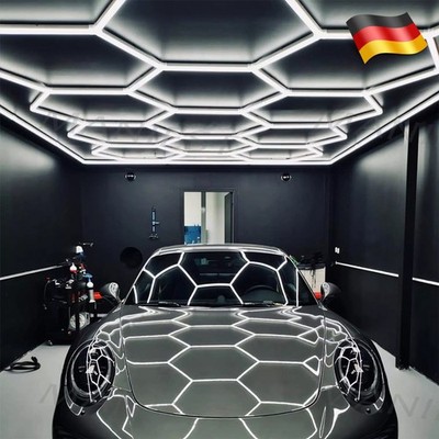 14x Hexagon LED Lampe Werkstatt Garage Decken Leuchte Waben Weiß Beleuchtung Neu