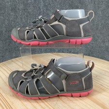 Keen Seacamp II CNX Sandals Youth 3 Girls Sporty Closed Toe Fisherman Gray Pink