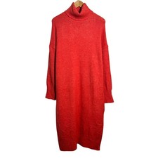 Anthropologie Daily Practice Turtleneck Cocoon Sweater Dress NWT Women M Orange