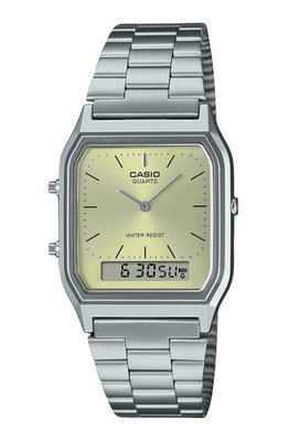 Casio Vintage Analog Digital Light Champagne Dial Alarm AQ230A9AMQY Unisex Watch