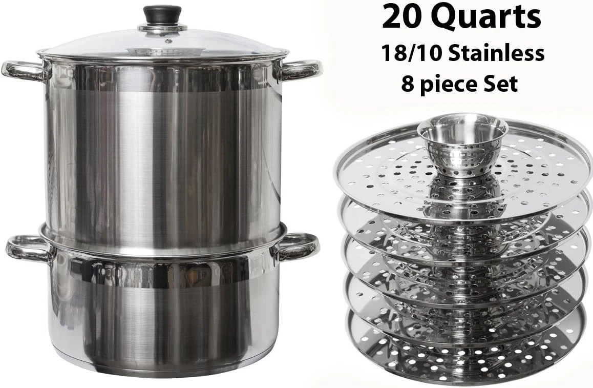 Uzbek 5 Tier Level 20 qt. 18/10 Stainless Steamer Cooker Dumplings Mantovarka
Opens in a new window