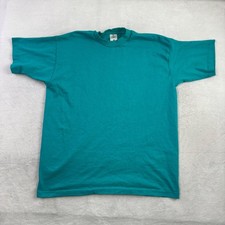 Vintage Fruit Loom Blank T Shirt Teal Green Single Stitch Made in USA Mens XL