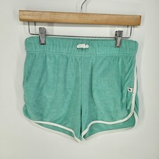 Abercrombie Kids Sz 13 14 Girls Green Terry Cloth Shorts White Stripe Preppy