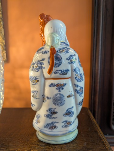 Vintage Chinese Shou Xing Figurine 8” Porcelain God of Longevity Statue - Picture 5 of 9