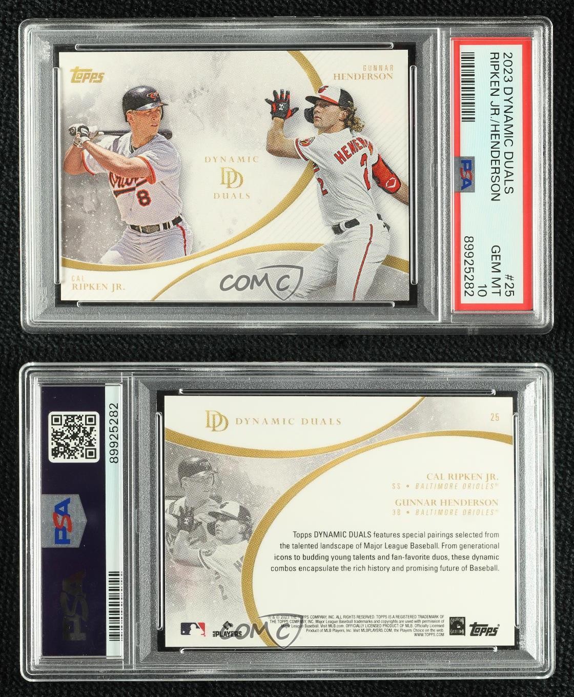 2023 Dynamic Duals Gunnar Henderson Cal Ripken Jr PSA 10 GEM MT Rookie RC HOF