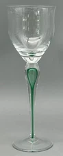 2 Mikasa Crystal Julliard Wine Water Glass Goblets Emerald Green Bubble Stem 10"