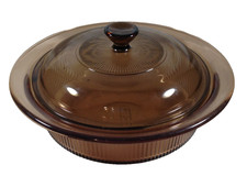 Corning Vision Ware V-31-B Amber Glass Ribbed Casserole Dish 1 Quart