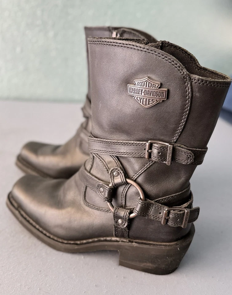 Botas de moto Harley-Davidson Ingleside de cuero para mujer D87092 talla 8M Foto 2 de 4