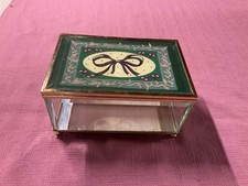 Vtg. Beveled Glass Mirrored Floral Lid Jewelry or Trinket Box w/ Hinged Lid