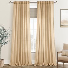 Tan Linen Curtains 84 inches Long for Living 52"W x 84"L Pack of 2 , Kahki