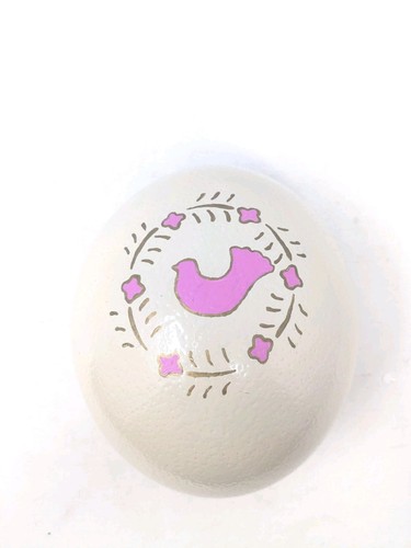 Ostrich Hollow Egg  6” Painted Art Craft Diorama Scenery Carving Pink 