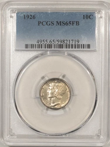 1926 MERCURY DIME - PCGS MS-65 FB, PREMIUM QUALITY GEM!