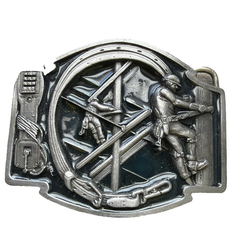 Vintage Electrical Worker Union Belt Buckle Pole Climbing Collectible Wear Y-85S