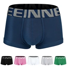 Men's Casual Cotton Boxer Underwear Breathable Trunks with Soft Pouch Design