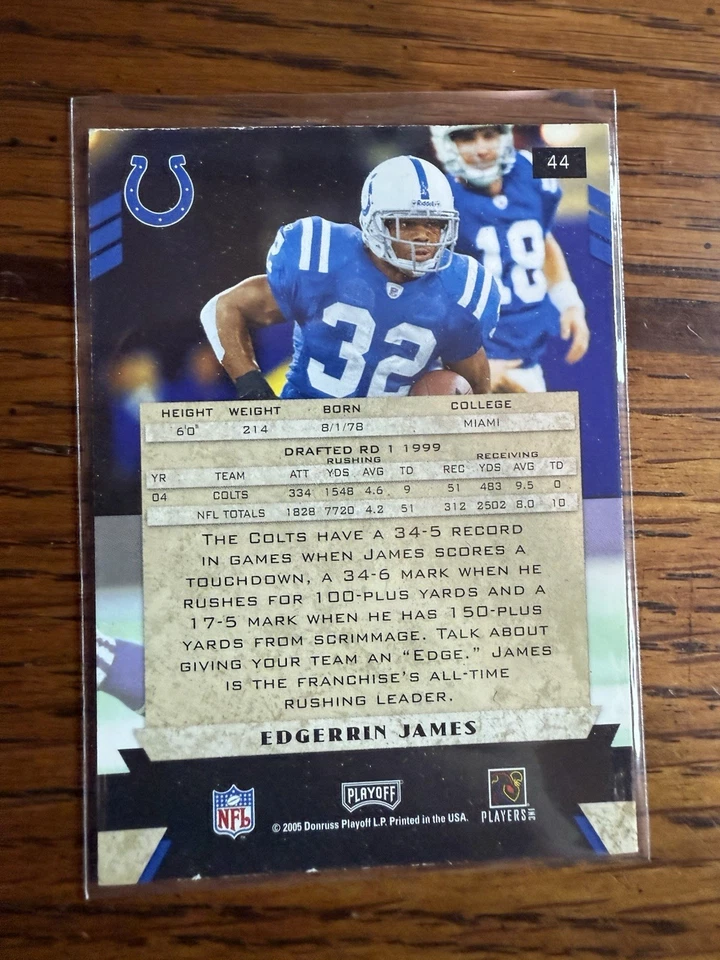 2005 Playoff Honors Edgerrin James #44 Indianapolis Colts - Image 2 of 2