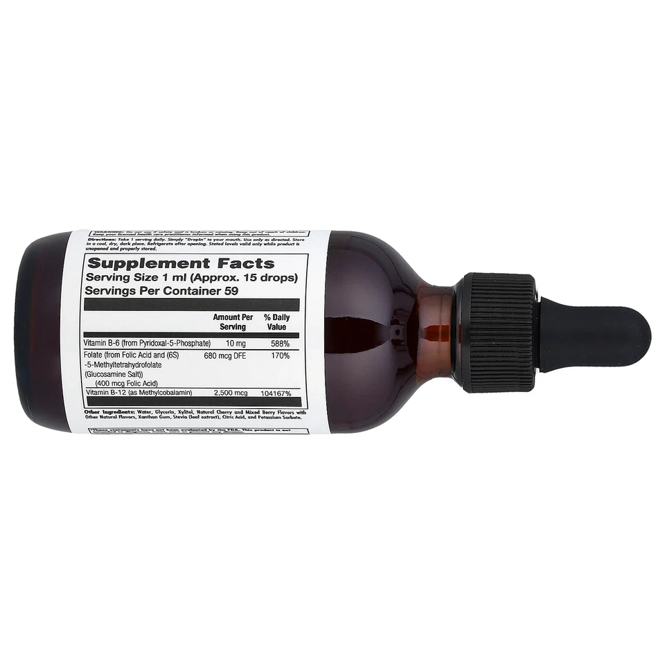 B-6 B-12 Folate, Mixed Berry, 2 fl oz ( 59 ml) - Image 2 of 2