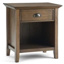 Acadian SOLID WOOD 24 Inch Wide Transitional Bedside Nightstand Table in Rust...