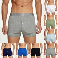 Fashionable Mens Button Boxers Low Rise Trunks Underwear in Varied Colors