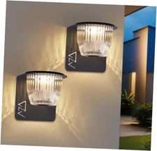 Solar Wall Lights Outdoor Waterproof Metal Wall Lights + USB-C Powerd, 2 Pack