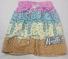 Shein Swim Multicolored Ice Cream Graphic Drawstring Swim Trunks Boy's Size 9Y