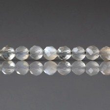 4mm Gray Moonstone Beads Faceted Round Natural Gemstone 15" Strand DIY Jewelry