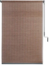 Coolaroo Wand Operated Outdoor Roller Shade – Cordless Sun 48"W x 72"H, Teak 
