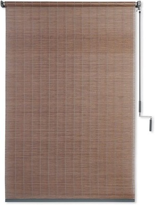 Coolaroo Wand Operated Outdoor Roller Shade   Cordless Sun 48''W x 72''H, Teak 