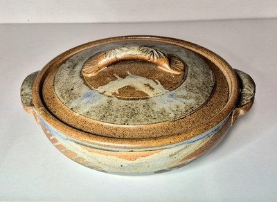 Edinbane Pottery Skye Scotland große Studiokeramik Steinzeug Deckelschale glasiert