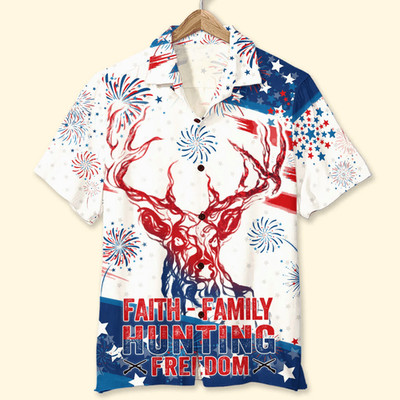 Independence Day Faith Family Hunting Freedom Aloha Hawaiian Shirts For Summer 4
