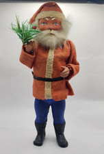 Large 1910 German Christmas Candy Container Wood Cutter Santa Heavy Composition