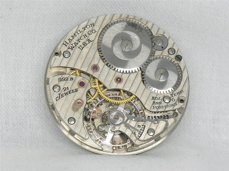 VINTAGE 16S HAMILTON 992B 21 JEWEL RAILROAD POCKETWATCH MOVEMENT & DIAL!