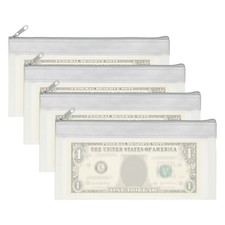 8.5x4 Inch Money Bags with Zipper, 4Pcs Clear Cash Pouch, Gray