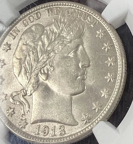 Barber Half Dollar 1913-D NGC MS60. Free Shipping. (4009)