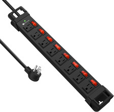 Heavy Duty Power Strip with Individual Switches,8 Outlets 14 Gauge Industrial Sh