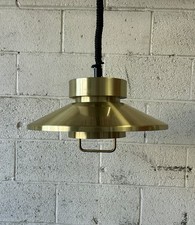 Lysk&aelig;r Belysning Danish Modern Brass Lamp Space Age Sputnik UFO 1970s Pulldown