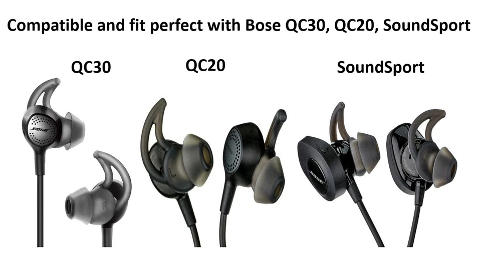 3 pares de almohadillas de silicona con almohadilla para auriculares Bose QC20 QC30 SIE2 IE3 Foto 3 de 3