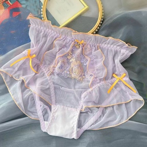 Japanese Sexy Girls Lady Underwear Floral Mesh Sheer Panties Briefs Underpants - Picture 1 of 4