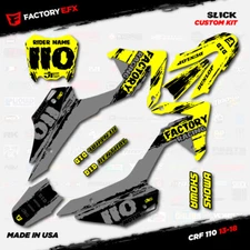 Gray & Yellow Crf110 Slick Racing Graphics kit fits Honda 2013-2018 decal 13-18